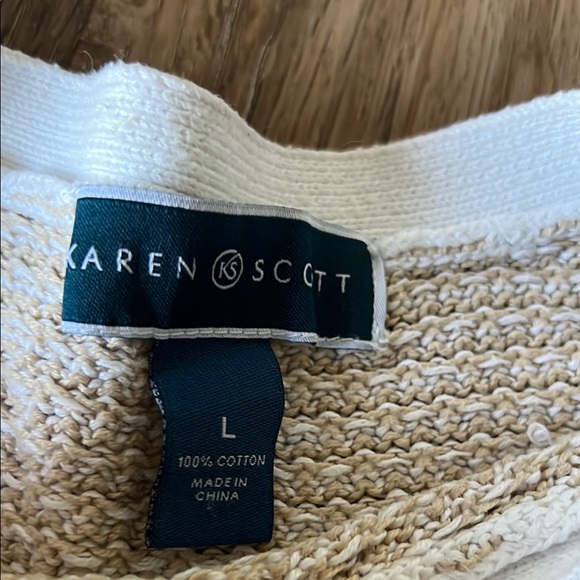 Karen Scott Cream Crew Neck Sweater with Textured Knit - Picture 2 of 6